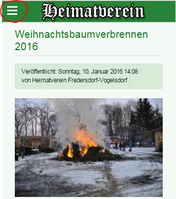 mobile ansicht menue